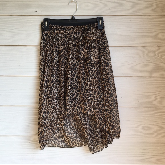 Animal printed chiffon high low skirt - Picture 1 of 6